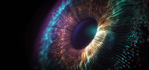 Close-up of a multicolored iris of an eye