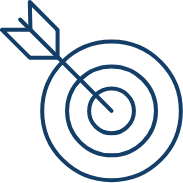 Bullseye icon depicting Strategy and Story text